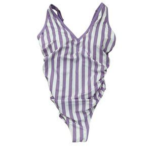 22W 🆕 Kona Sol Swim Purple/White Striped One Piece NWT
